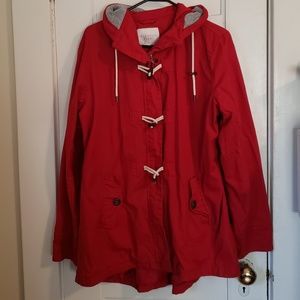 Red toggle anorak jacket
